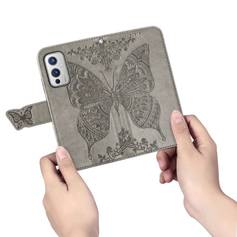 Housse OnePlus 9 Papillon Relief