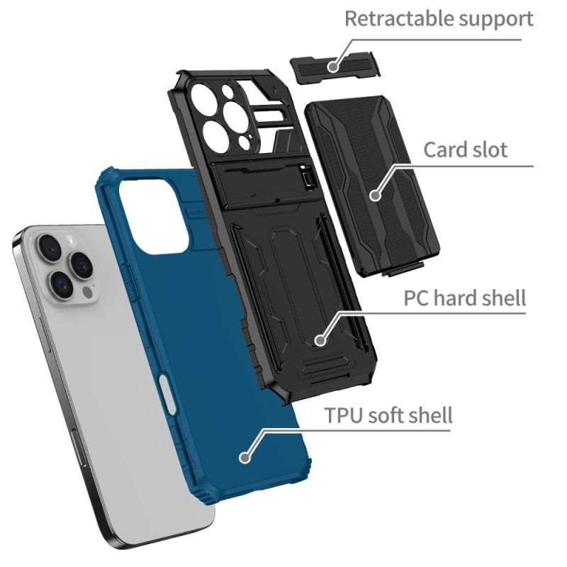 Coque iPhone 16 Pro avec Porte-Cartes Intégré et Support