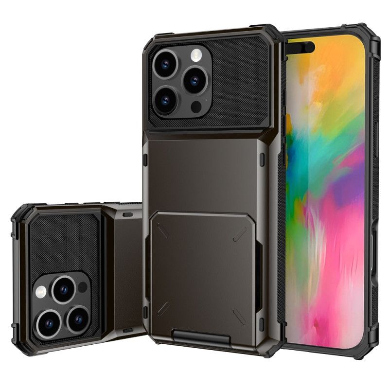 Coque iPhone 16 Pro Effet Métal Porte-Cartes