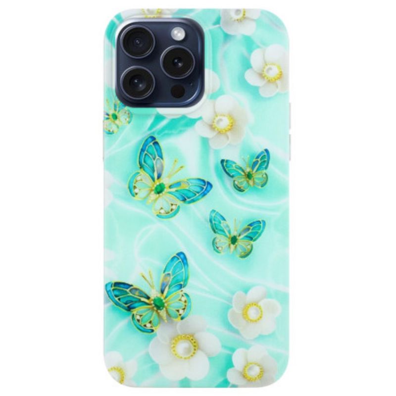 Coque iPhone 16 Pro Papillons Verts