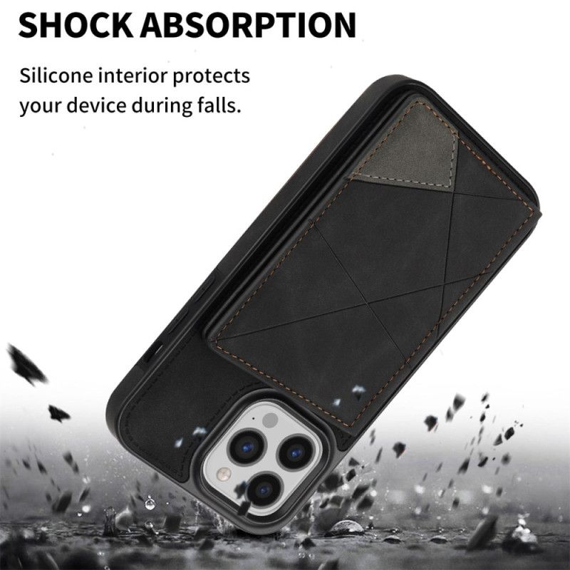 Coque iPhone 16 Pro Porte-Cartes Motif Géométrique