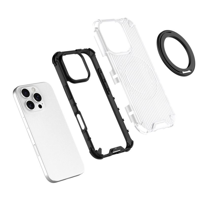 Coque iPhone 16 Pro Rayures Anneau-Support Magnétique