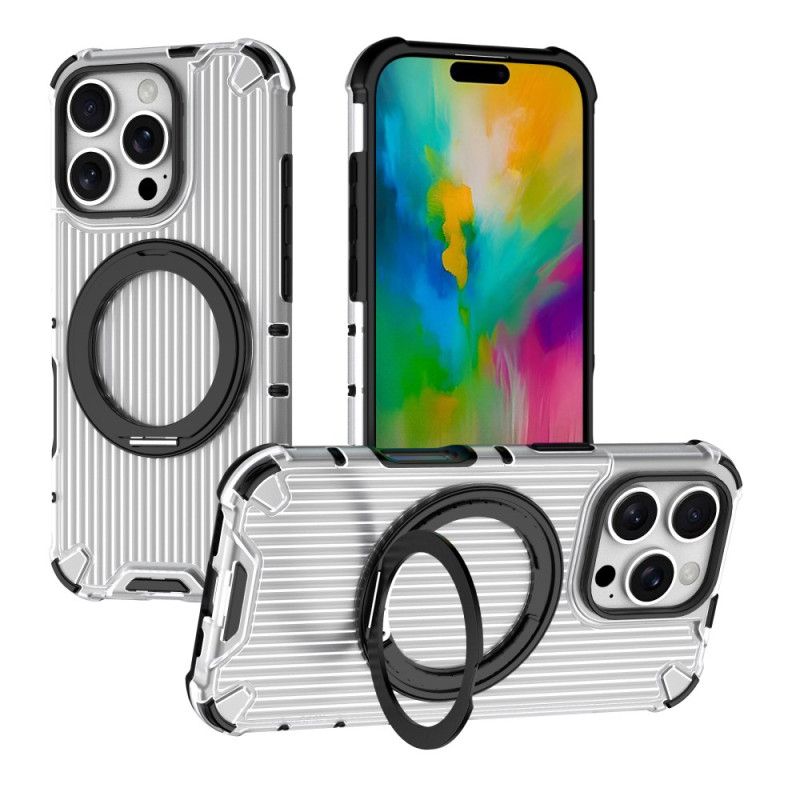 Coque iPhone 16 Pro Rayures Anneau-Support Magnétique