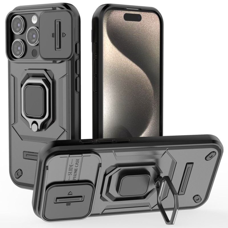 Coque iPhone 16 Pro Ring Résistante Protection Objectif Coulissante