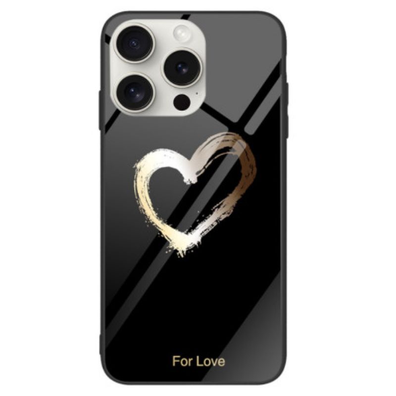 Coque iPhone 16 Pro Verre Trempé Cour Doré sur Fond Noir