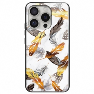 Coque iPhone 16 Pro Verre Trempé Feuilles Dorées