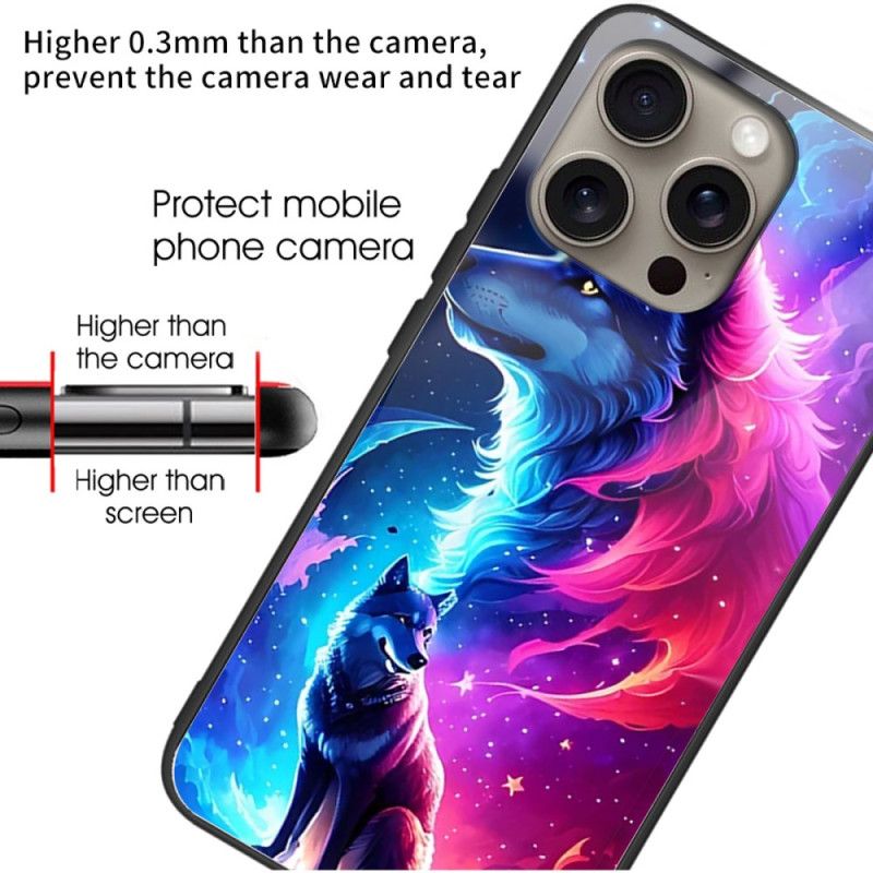 Coque iPhone 16 Pro Verre Trempé Loup Étoilé