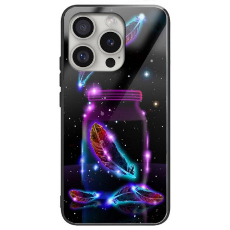 Coque iPhone 16 Pro Verre Trempé Plume Fluorescente