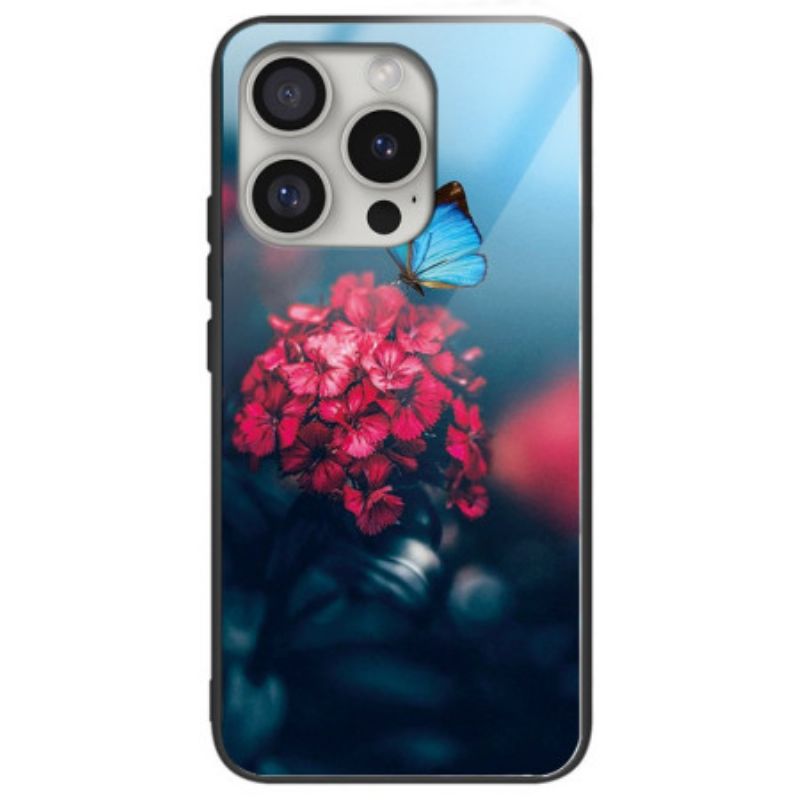 Coques iPhone 16 Pro Verre Trempé Fleurs et Papillon