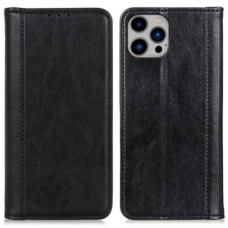 Flip Cover iPhone 16 Pro Cuir Fendu Design Vintage