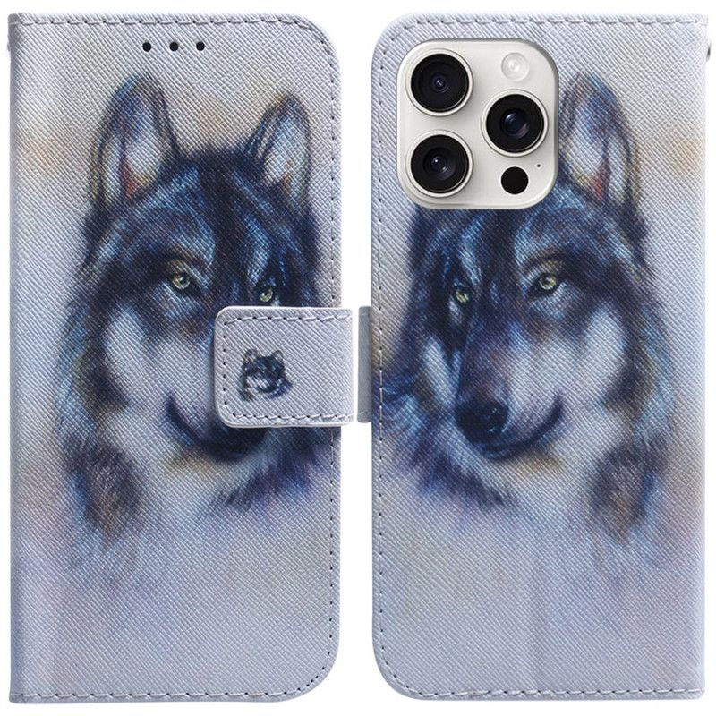 Housse iPhone 16 Pro Loup Aquarelle