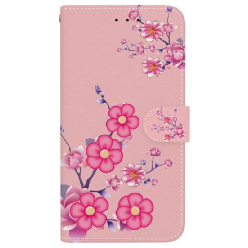 Housse iPhone 16 Pro Motif Sakura à Lanière