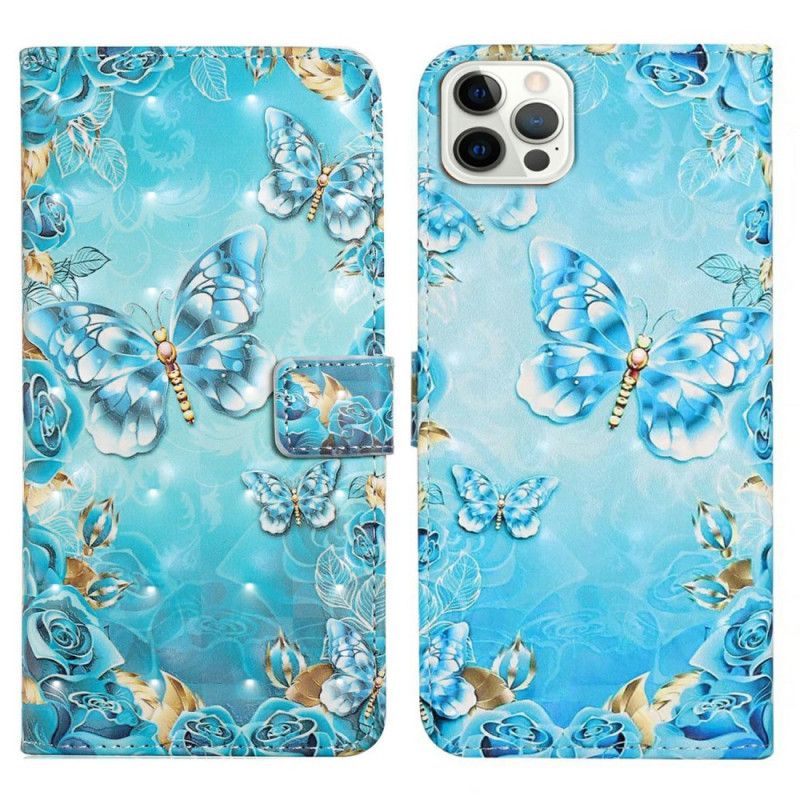 Housse iPhone 16 Pro Papillons Bleus