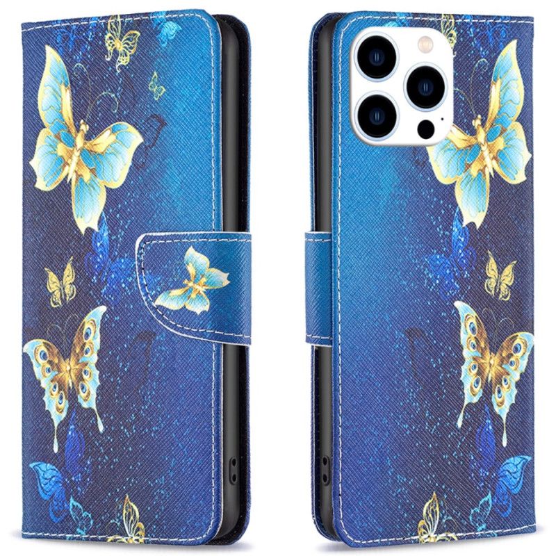 Housse iPhone 16 Pro Papillons Dorés