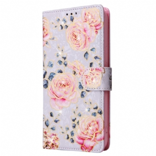 Housse iPhone 16 Pro Portefeuille Bloqueur RFID Floral