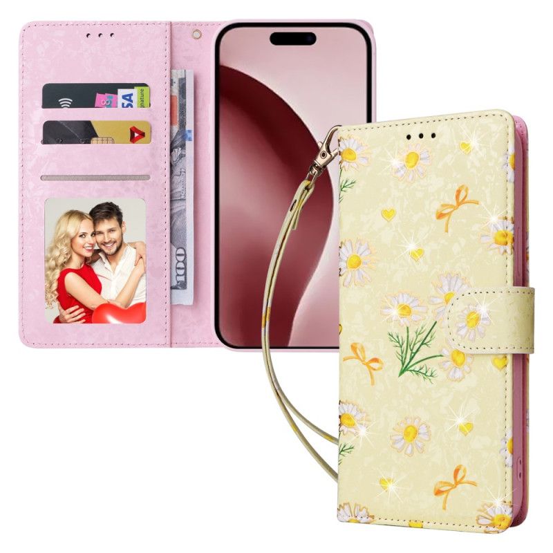 Housse iPhone 16 Pro Portefeuille Bloqueur RFID Floral