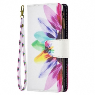 Housse iPhone 16 Pro Portefeuille Fleur Aquarelle