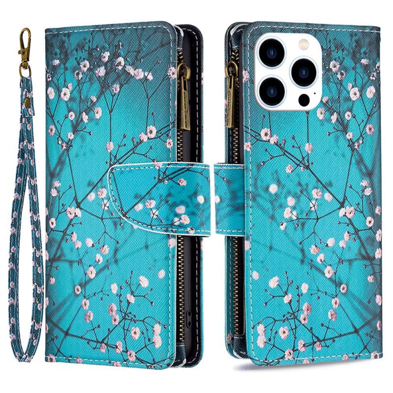 Housse iPhone 16 Pro Portefeuille Fleur de Prunier