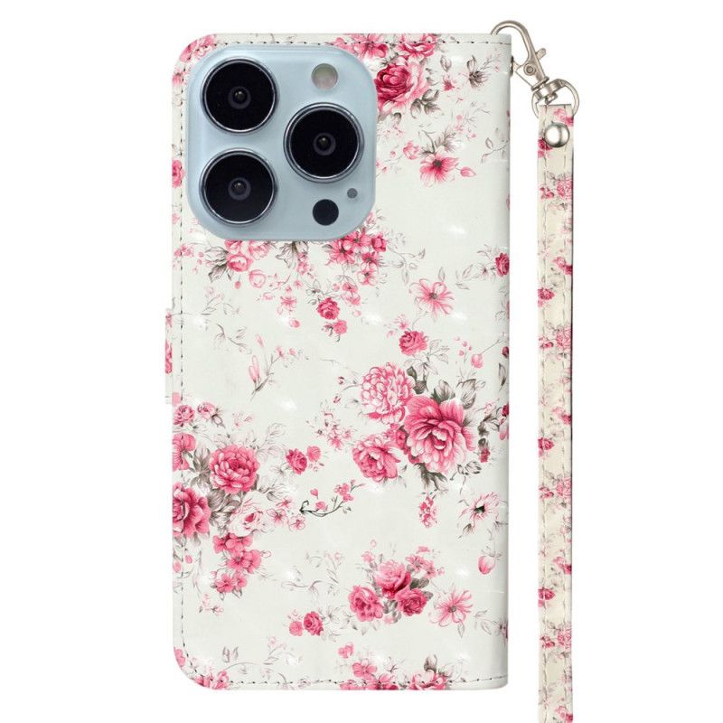 Housse iPhone 16 Pro Roses à Lanière