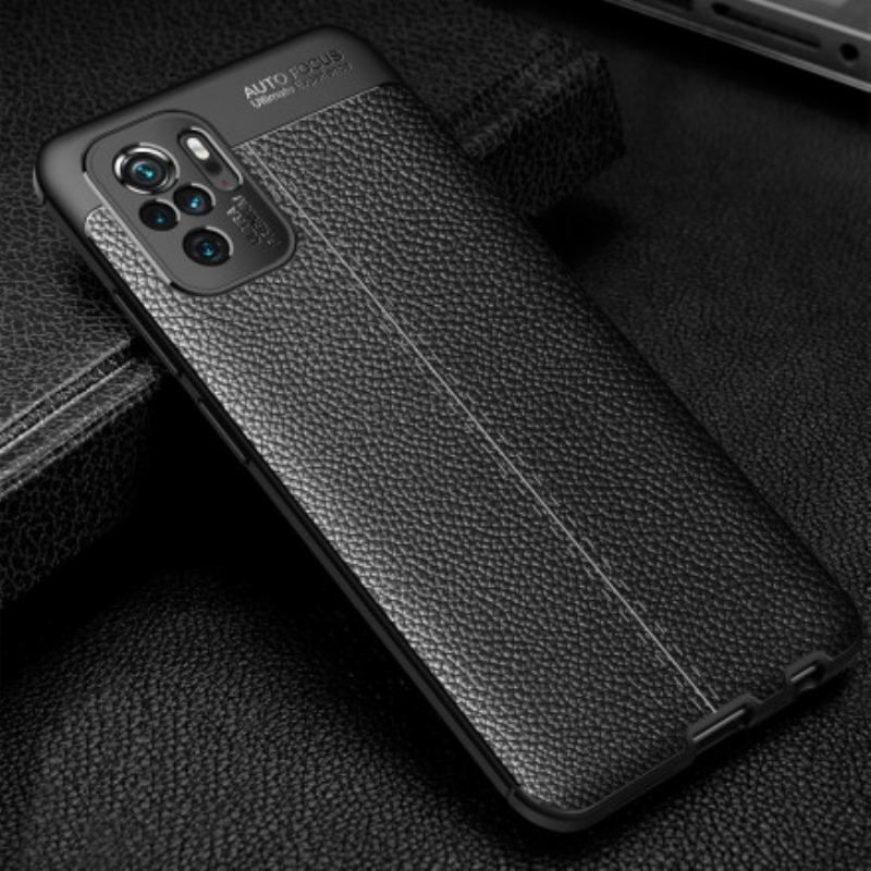 Coque Xiaomi Redmi Note 10/10S/Poco M5s Effet Cuir Litchi Double line