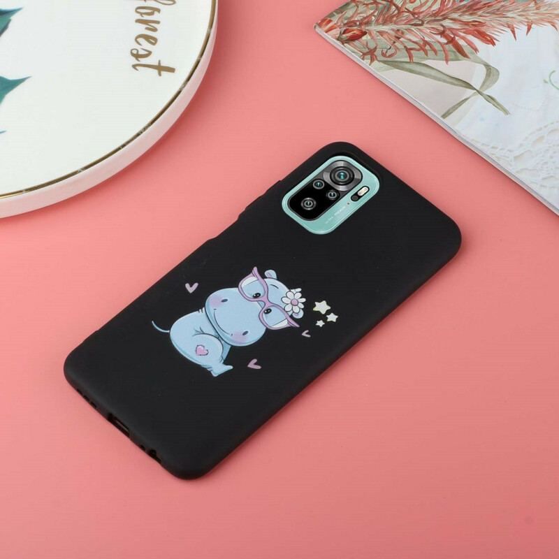 Coque Xiaomi Redmi Note 10/10S/Poco M5s Hippopotame avec Lanière Kiss