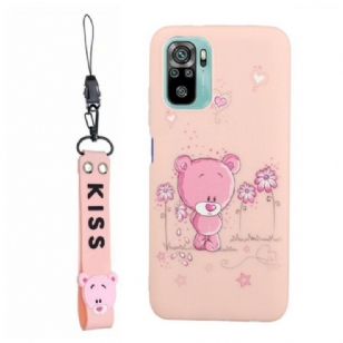 Coque Xiaomi Redmi Note 10/10S/Poco M5s Ourson avec Lanière