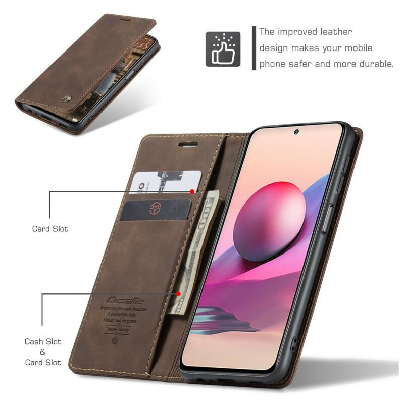 Flip Cover Xiaomi Redmi Note 10/10S/Poco M5s Effet Cuir CASEME