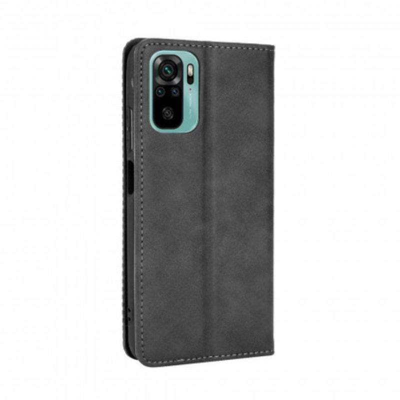 Flip Cover Xiaomi Redmi Note 10/10S/Poco M5s Effet Cuir Vintage Stylisé