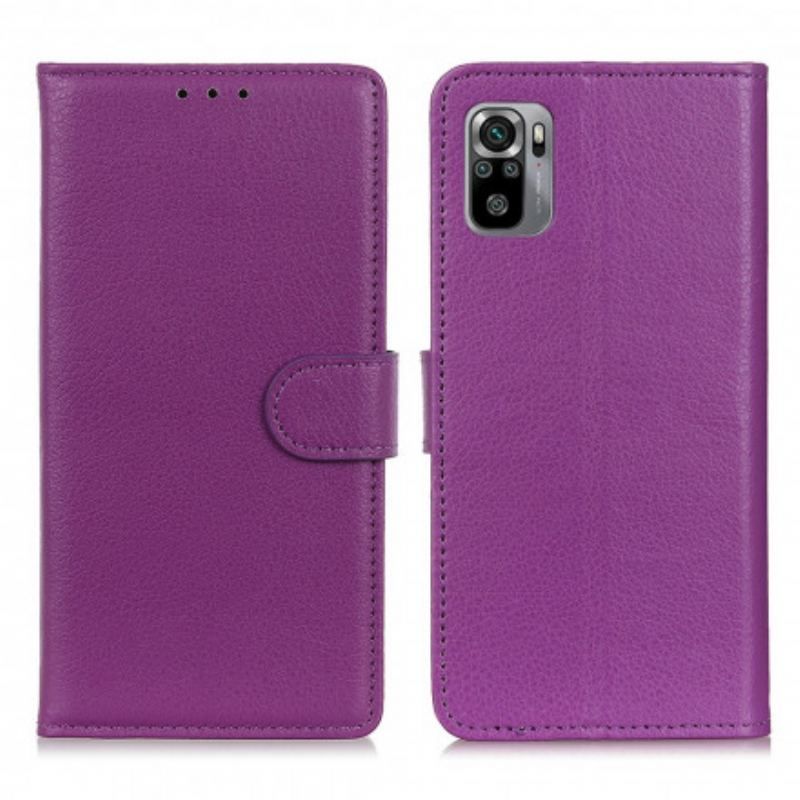 Housse Xiaomi Redmi Note 10/10S/Poco M5s Effet Cuir Litchi Premium