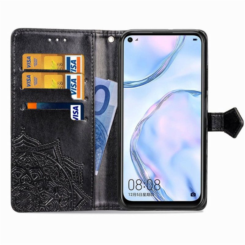 Housse Huawei P40 Lite Mandala Soleil Porte Cartes