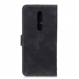 Housse OnePlus 8 Effet Croco en Simili Cuir