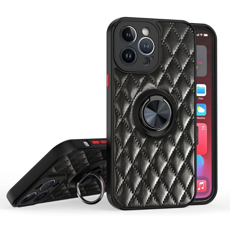 Coque iPhone 13 Pro effet cuir matelassé fonction support