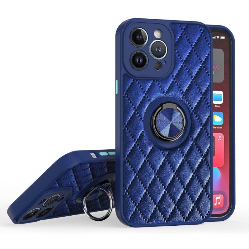 Coque iPhone 13 Pro effet cuir matelassé fonction support