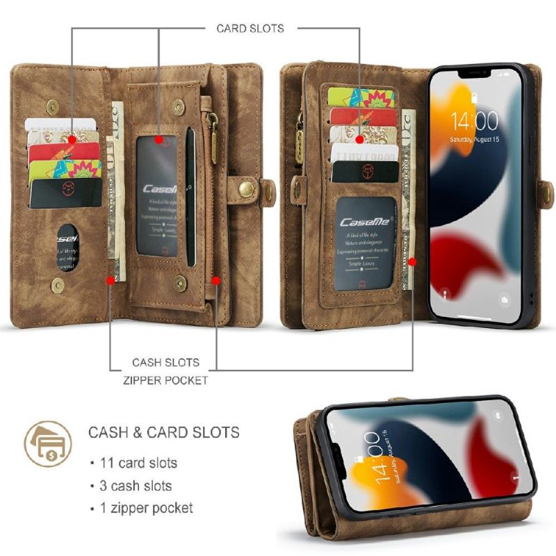 Housse et Coque magnétique 2 en 1 pour iPhone 13 Pro Coque Portefeuille