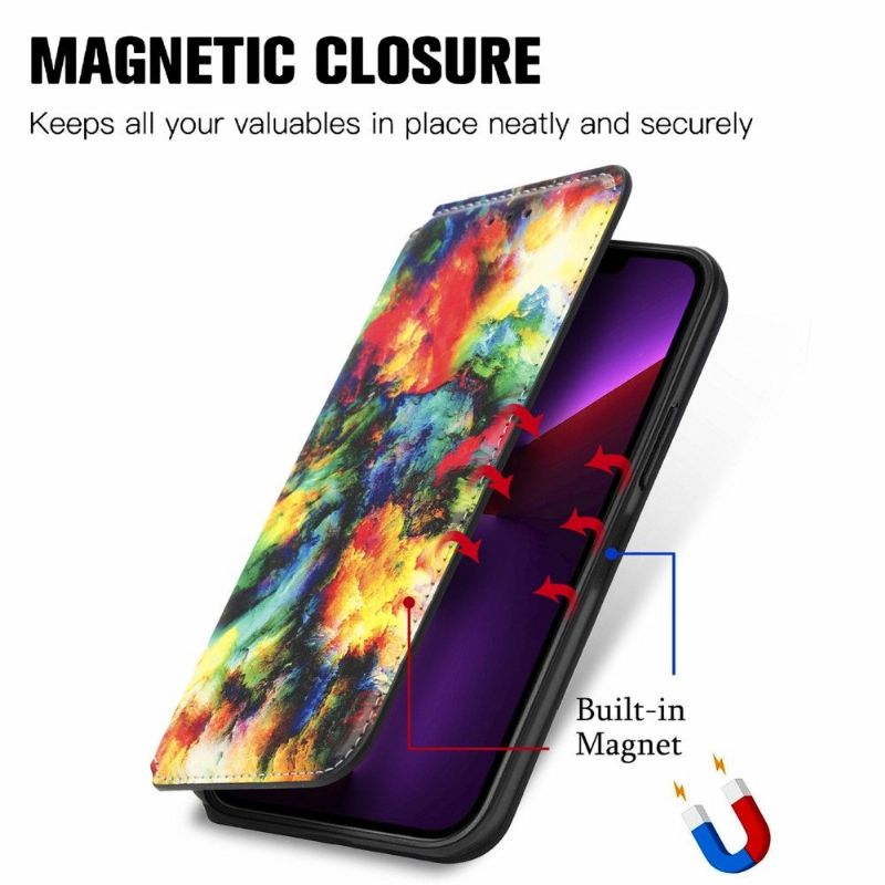 Housse iPhone 13 Pro Rabat Flip Nuage iridescent