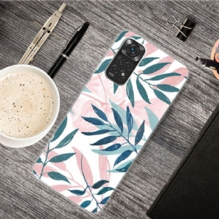 Coque Xiaomi Redmi Note 11 Pro 4G / 5G Feuilles Vertes et Roses