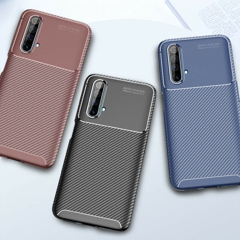 Coque Realme X50 Flexible Texture Fibre Carbone