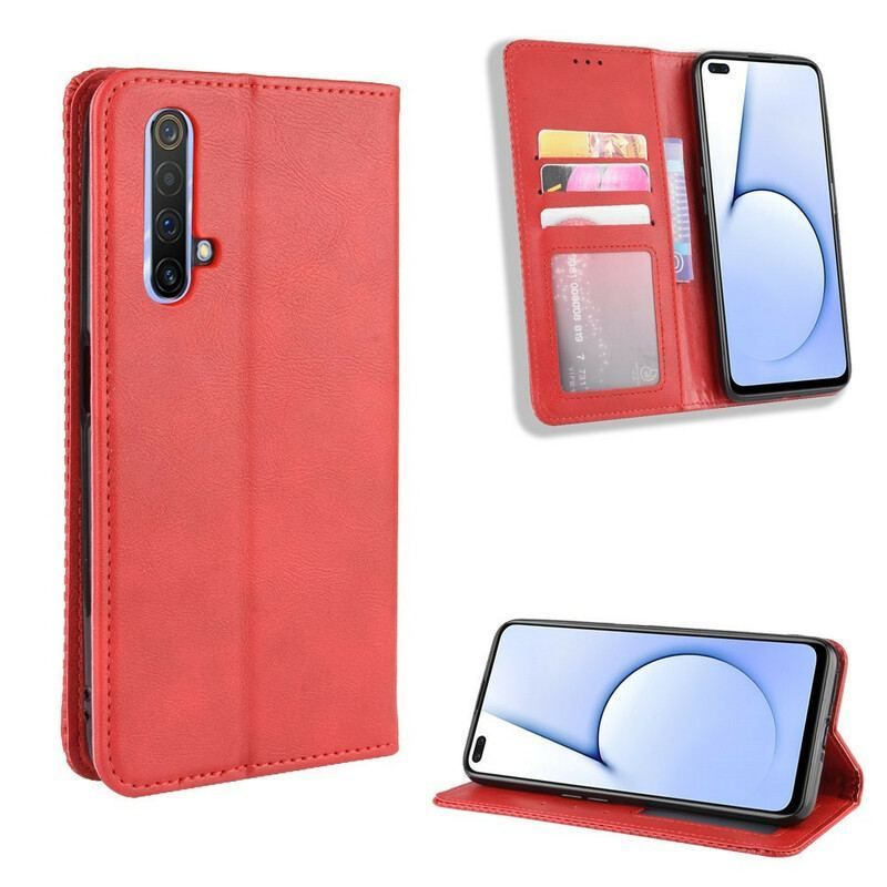 Flip Cover Realme X50 Effet Cuir Vintage Stylisé