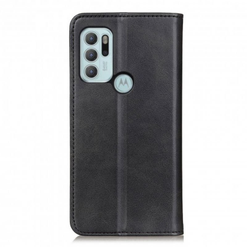 Flip Cover Motorola G60s Cuir Fendu Mat