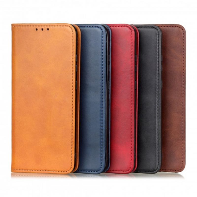 Flip Cover Motorola G60s Cuir Fendu Mat