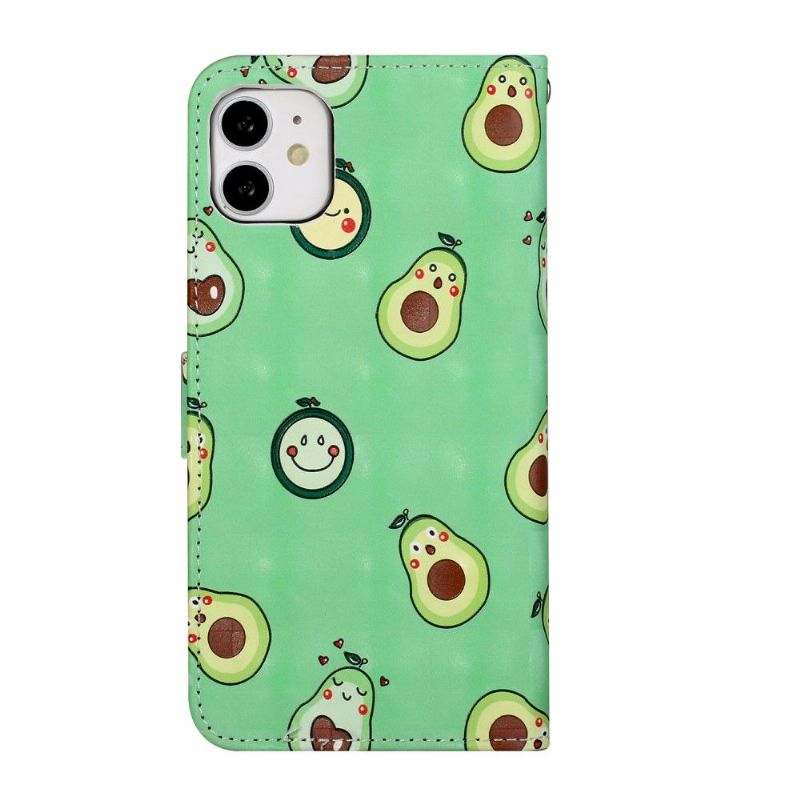 Housse iPhone 11 Kawaii Avocat + Cordon bandoulière