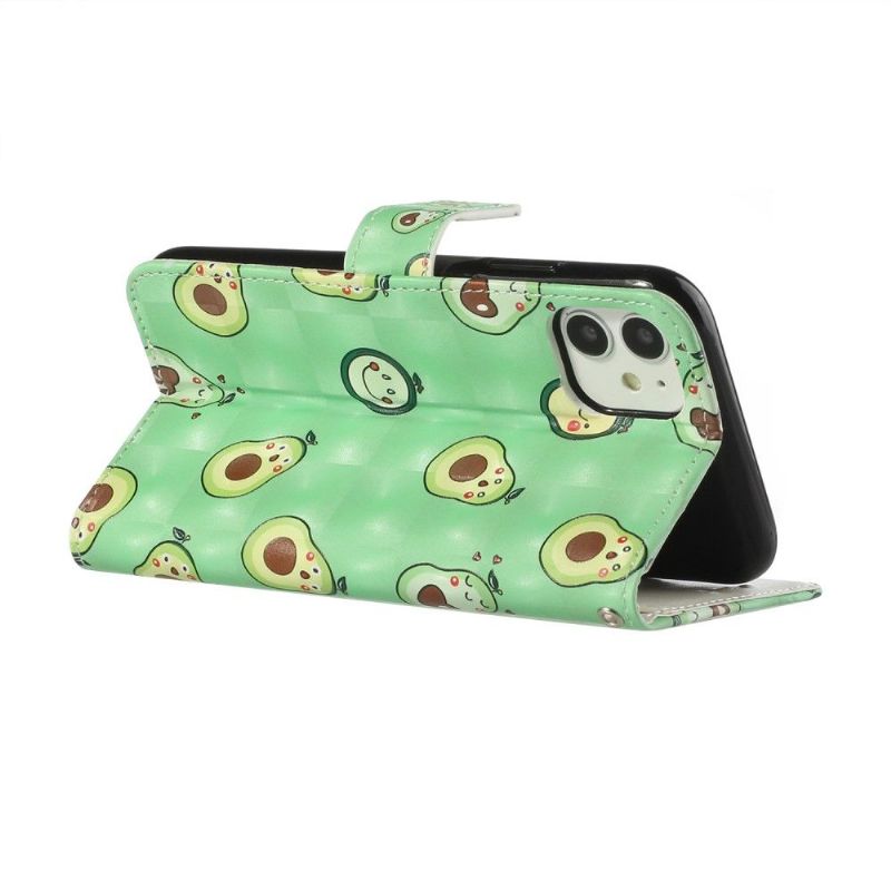 Housse iPhone 11 Kawaii Avocat + Cordon bandoulière