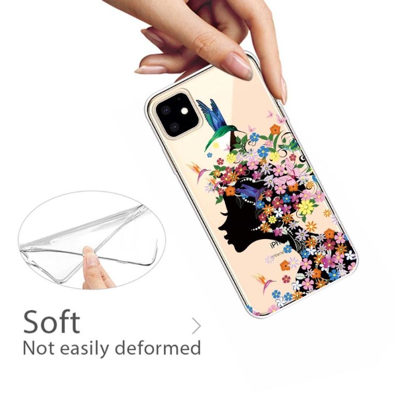 iPhone 11 - Coque transparente colibri fleur