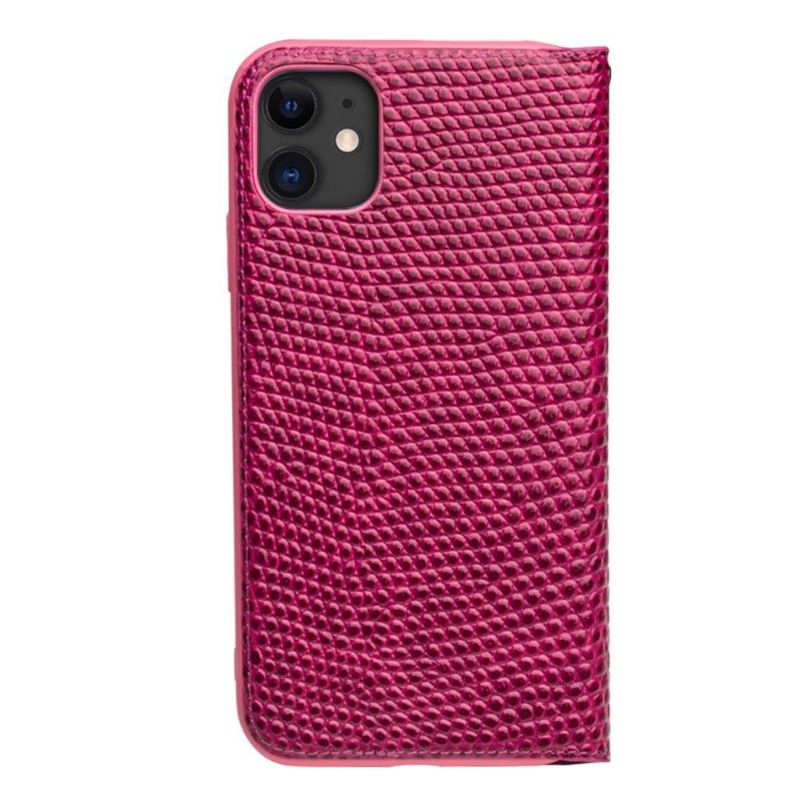 iPhone 11 - Housse cuir véritable effet croco - Rose