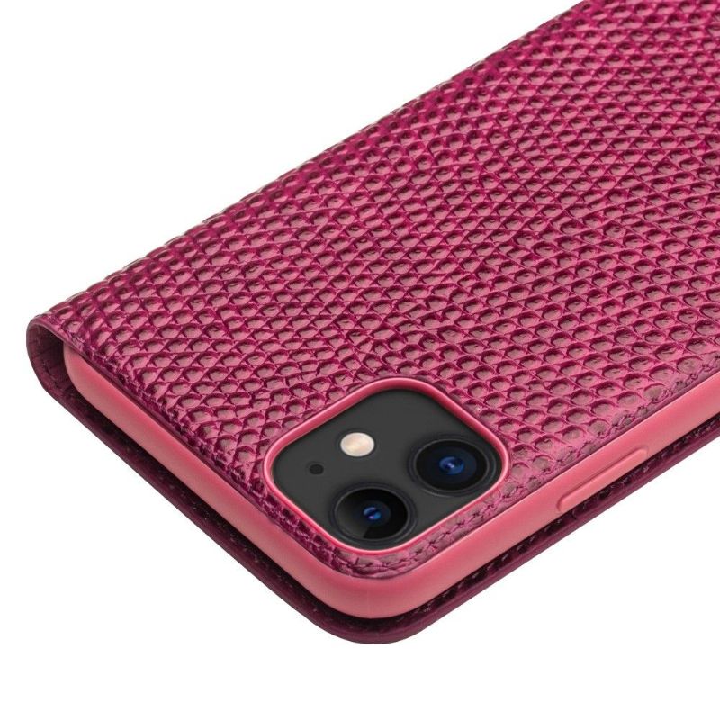 iPhone 11 - Housse cuir véritable effet croco - Rose