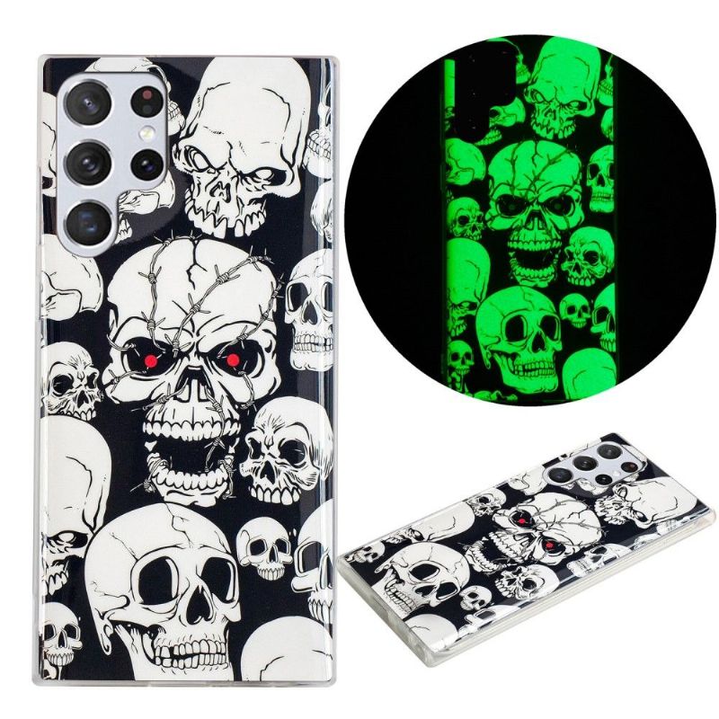 Coque Samsung Galaxy S22 Ultra 5G Luminous tête de mort