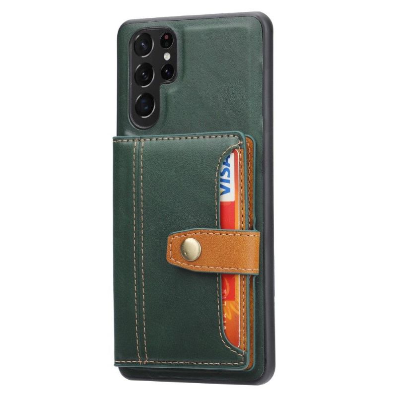 Coque Samsung Galaxy S22 Ultra 5G ZOÉ effet cuir porte-cartes