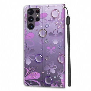 Housse Samsung Galaxy S22 Ultra 5G Illustration fleurs violettes