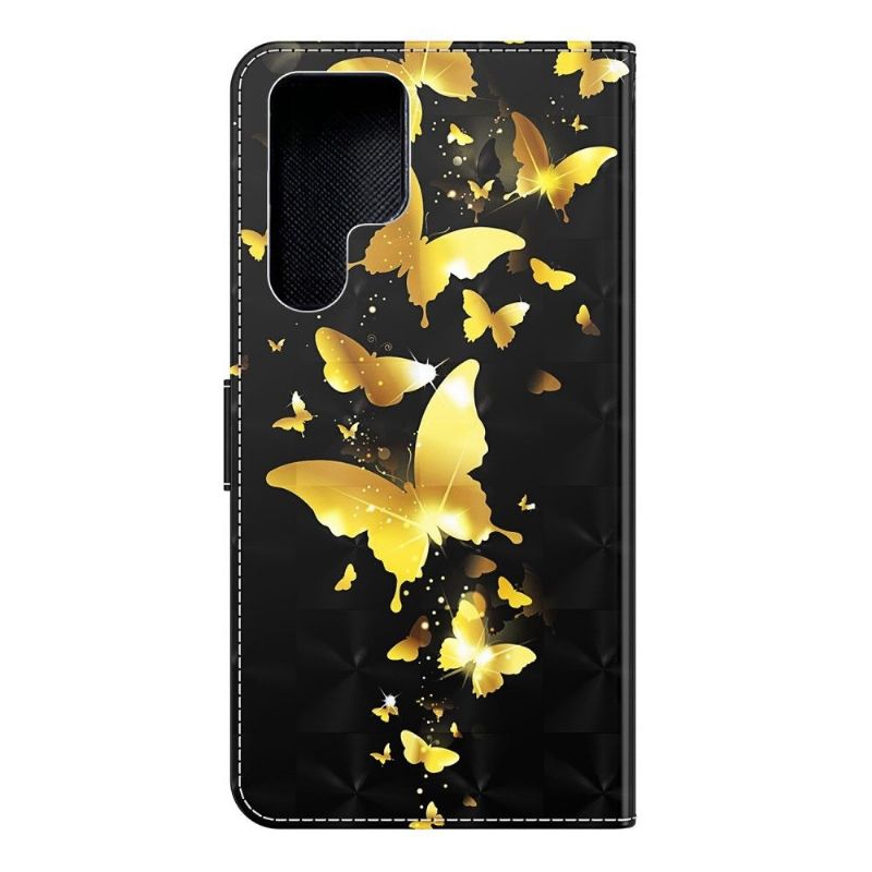 Housse Samsung Galaxy S22 Ultra 5G illustration papillons dorés