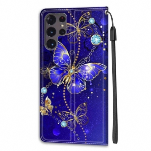 Housse Samsung Galaxy S22 Ultra 5G Papillon violet